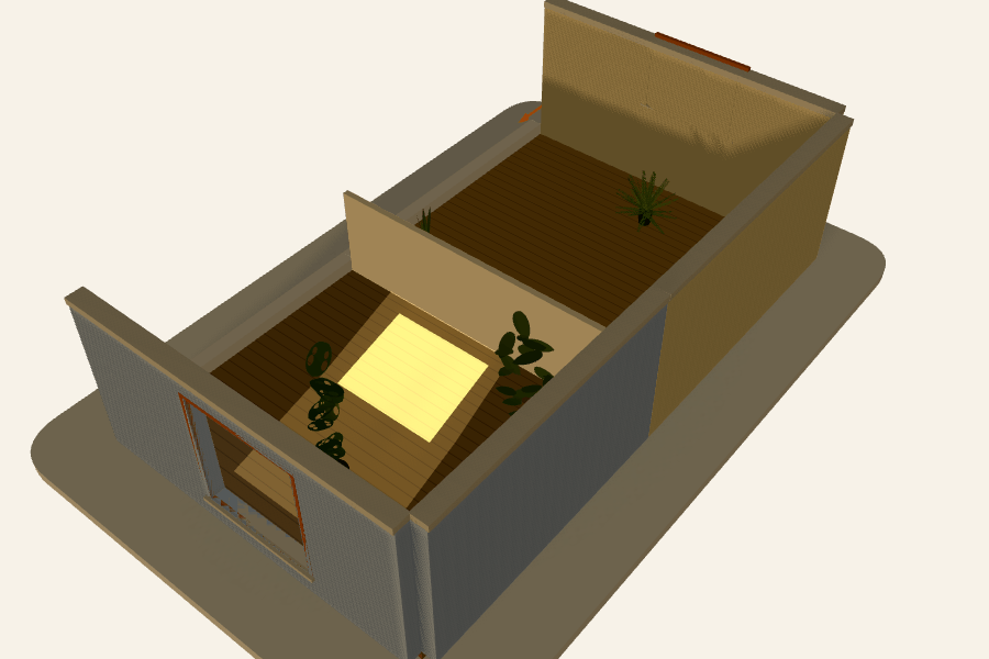 Garden apartment seen from south-west on 15 October 2026 at 17:00