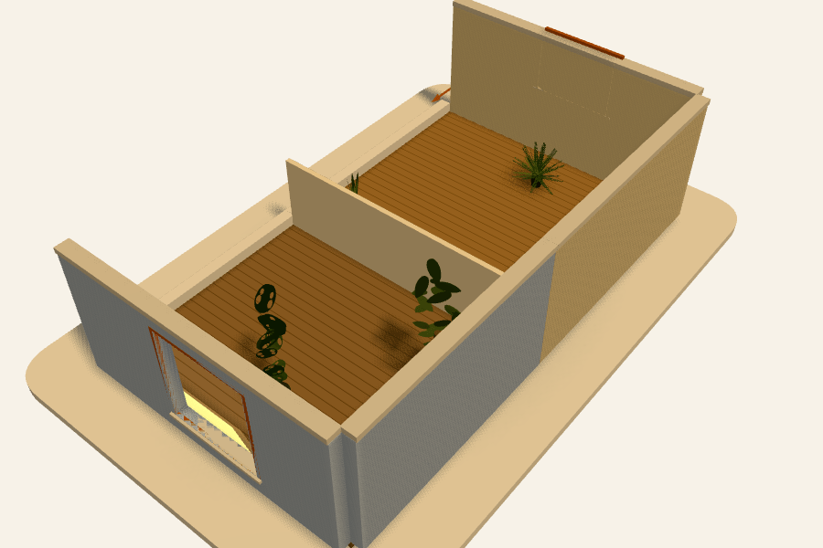 Garden apartment seen from south-west on 21 June 2026 at 13:00