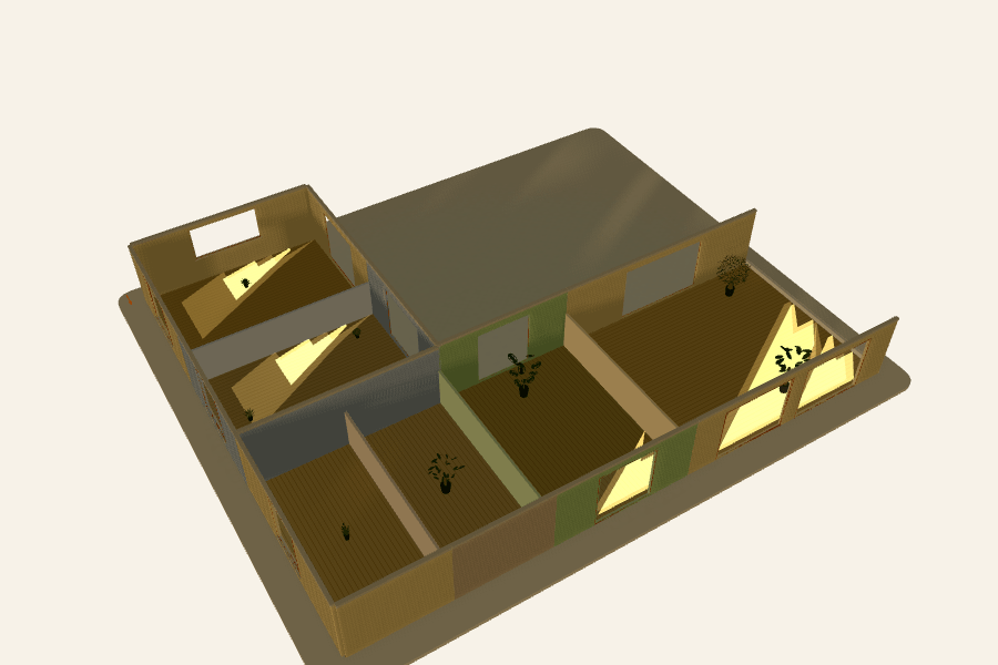 Courtyard penthouse seen from south-west on 15 October 2026 at 17:00